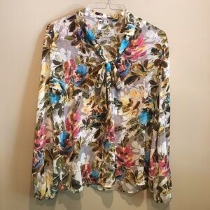 Kut from the Kloth Floral Sheer Blouse Large